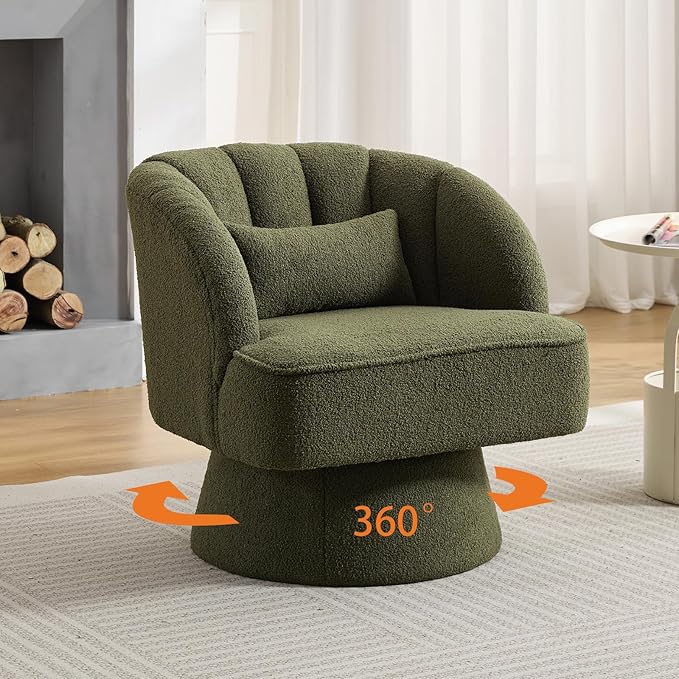 Garvee Ultra-Plush Swivel Accent Chair, 360° Barrel Lounge Chair