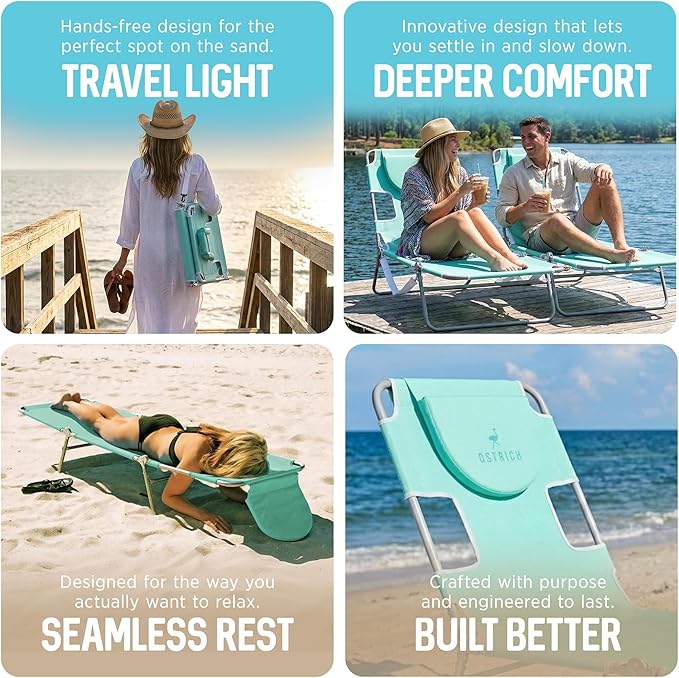 Ostrich the Original Chaise 72 x 22 Inch Lounge Portable Reclining Lounger