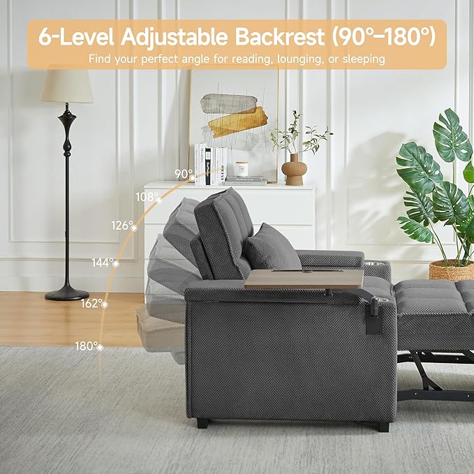 Auvsoce 3-in-1 Folding Convertible Sofa Bed Set of 2, Sleep Couch