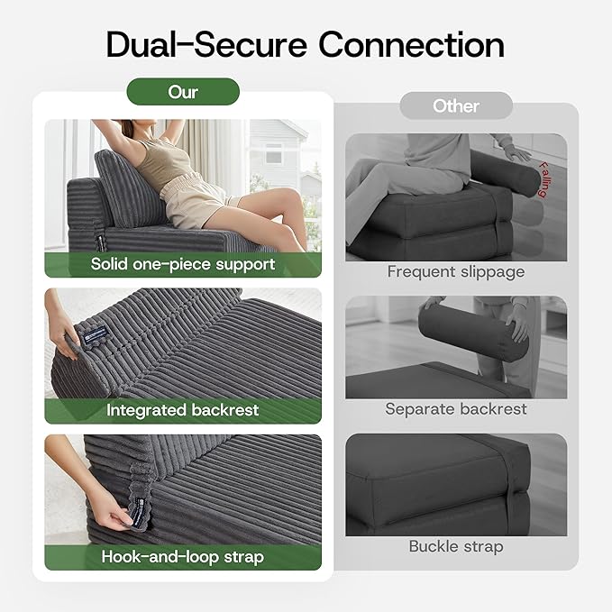 4-in-1 Folding Sofa Bed Convertible Boneless Sleeper Chair Couch Foldable