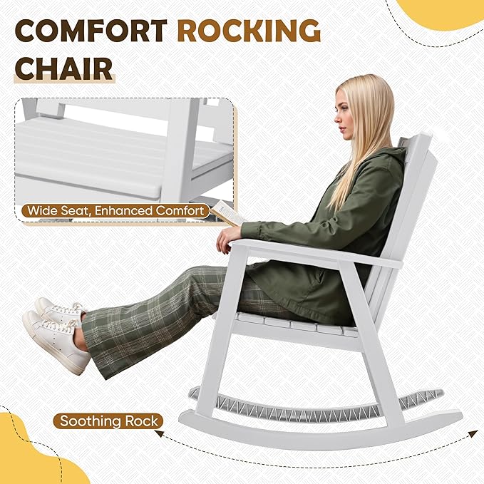 Greesum Set of 2 Outdoor Rocking Chair, Rust-Proof & UV-Resistant, Comfortable