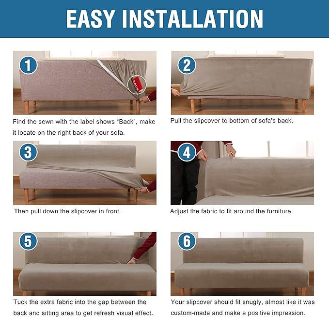 H.VERSAILTEX Real Velvet Futon Cover Armless Sofa Covers Sofa Bed Covers