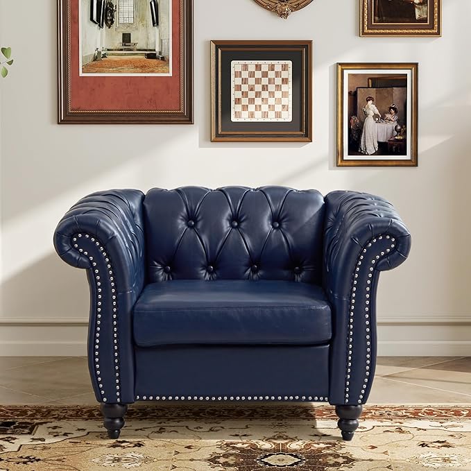 Mid-Century Sofa Chair, Faux Leather Accent Chair