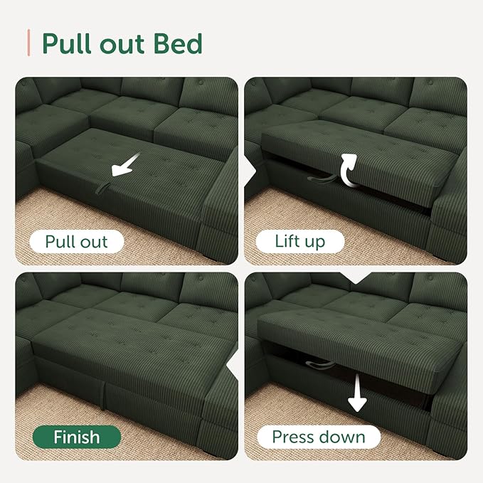 HONBAY Sectional Sleeper Sofa Bed