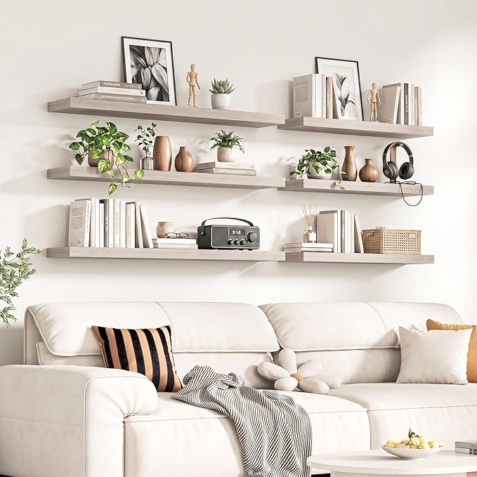 Fun Memories 60Inch Long Floating Shelves, 8 Inch Deep Shelves