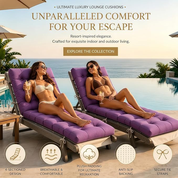 Chaise Lounge Cushion Outdoor, Waterproof Thick Patio Lounge Chair Cushion