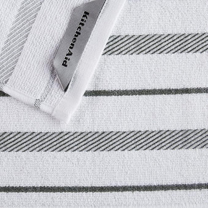 KitchenAid Albany Dishcloth 8 Pack Set, Charcoal Grey/White