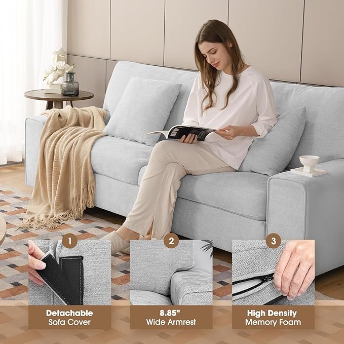 DOPEDIO Modern Living Room Sofa Set, 88.58" Chenille Loveseat