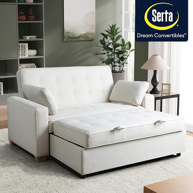 Serta Ainsley 66.5" Convertible Sleeper Loveseat, Full Size, Dreamcoil Comfort