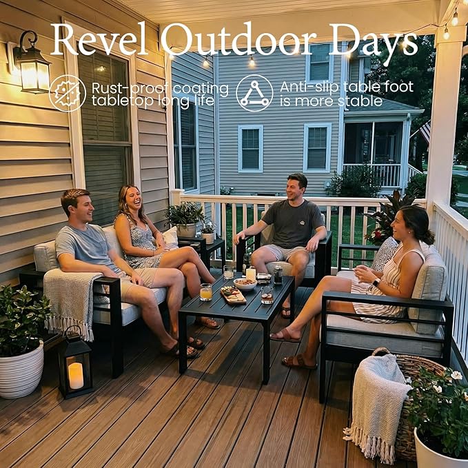 LayinSun Outdoor Aluminum Furniture Set, 5 Pieces Patio Sectional Conversation