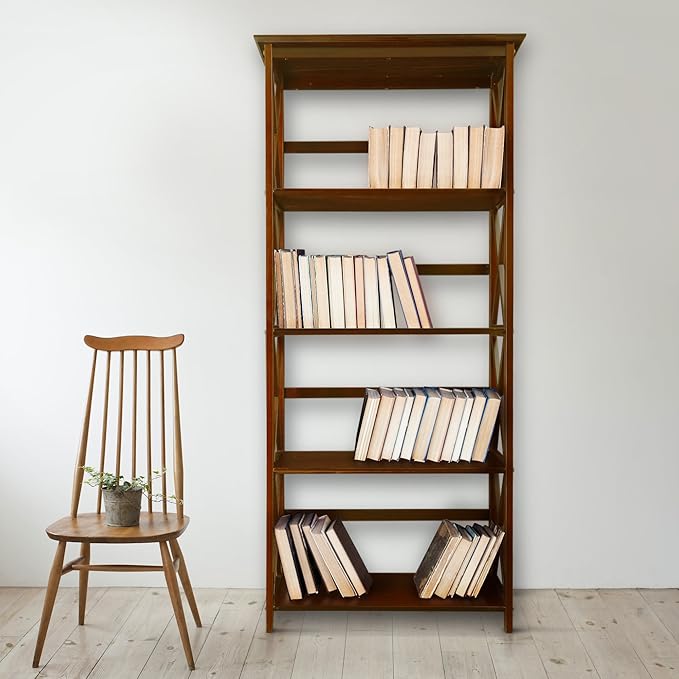 Montego 5-Shelf Bookcase-Walnut