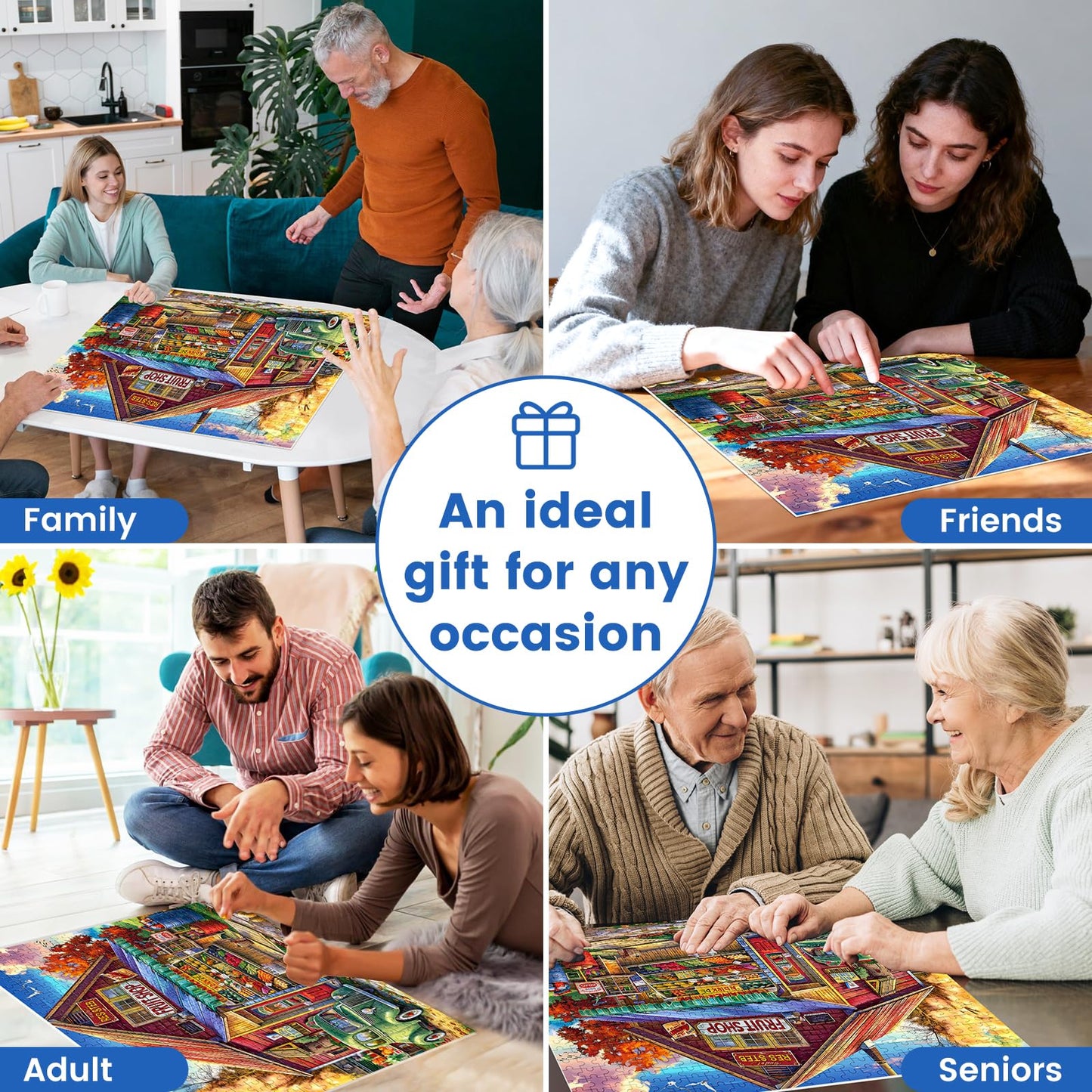 500 Pieces Puzzle for Adults, Country Store Puzzles, Landscape Jigsaw Puzzles, Creative Play Holiday Party Gifts, Fun and Challenging Family Game for Adults Seniors, 20.5x15 in