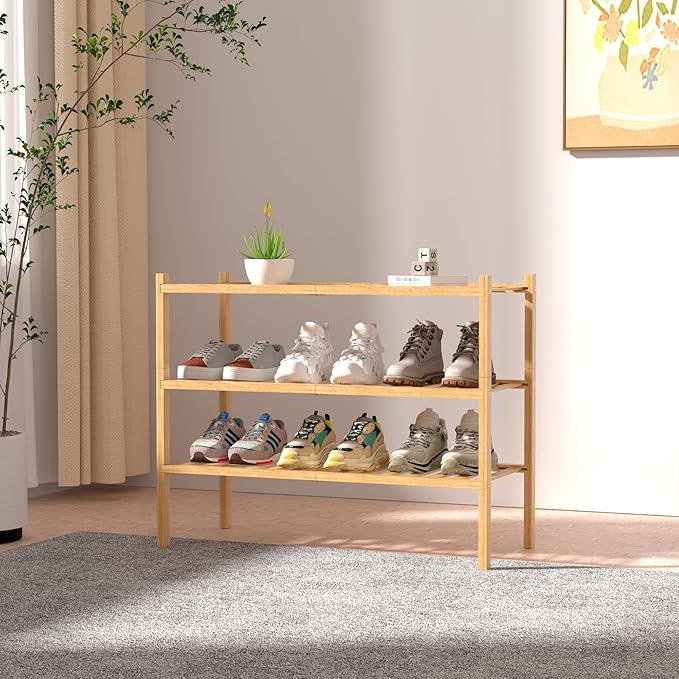 ROMGUAR CRAFT 3 Tier Bamboo Shoe Rack