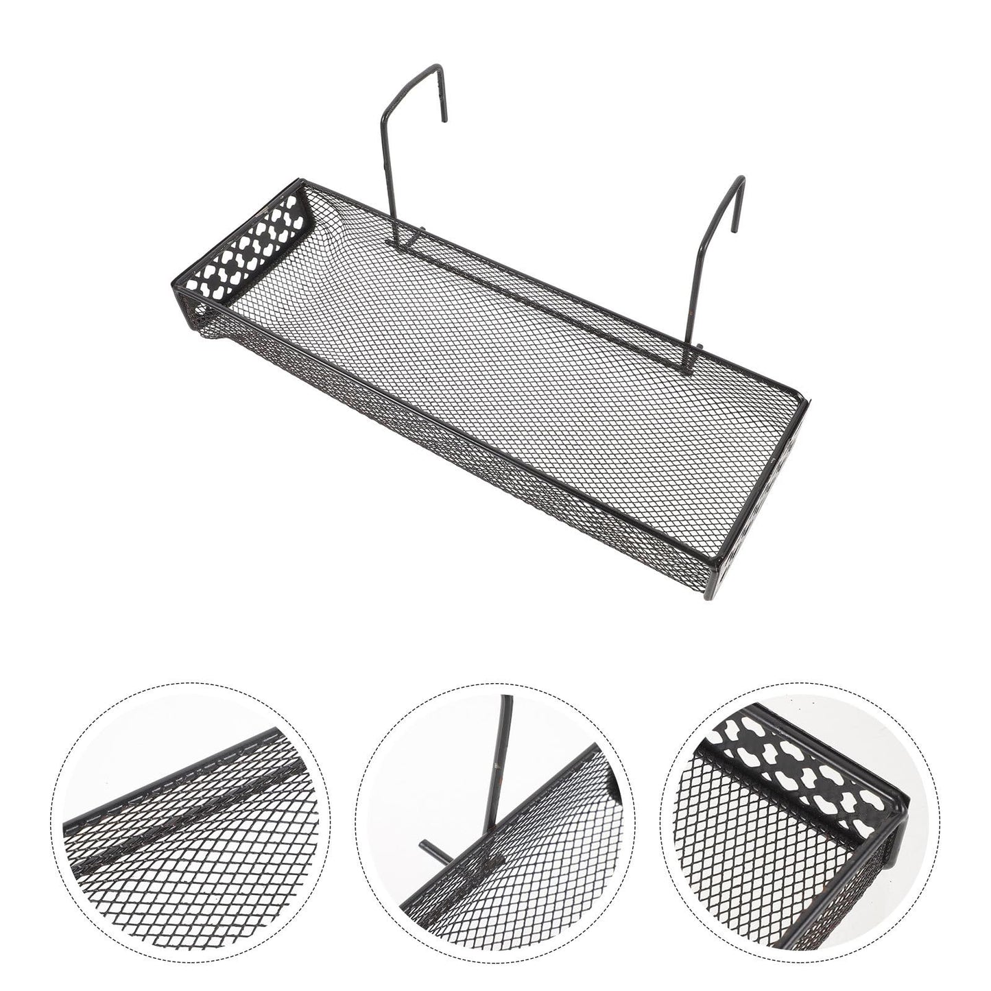 JHKNNK Black Metal Indoor Hanging Plant Stand Hooks Flower Rack Balcony Garden Patio Railing Shelf