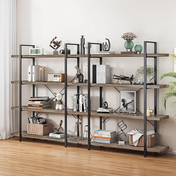 OtterOasis Heavy Duty 4-Tier Industrial Bookcase, 120lbs Shelf Capacity