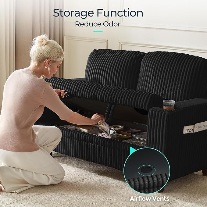 LINSY HOME Loveseat Sofa with Storage