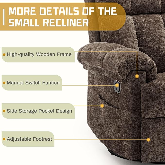 Korser Recliner Chair, Swivel Rocker Recliner Chair