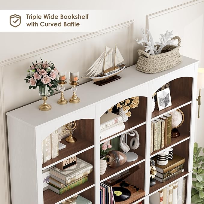 FACBOTALL 71" Triple Wide Bookshelf, 6 Tier Tall Bookshelf, Large Bookcase