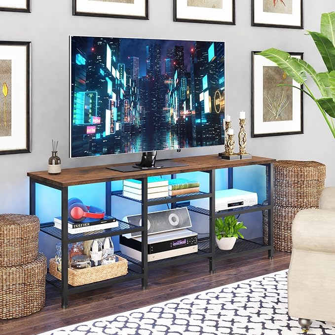 YGEOMER TV Stand for Living Room TVs Up to 55 Inches, Entertainment Center