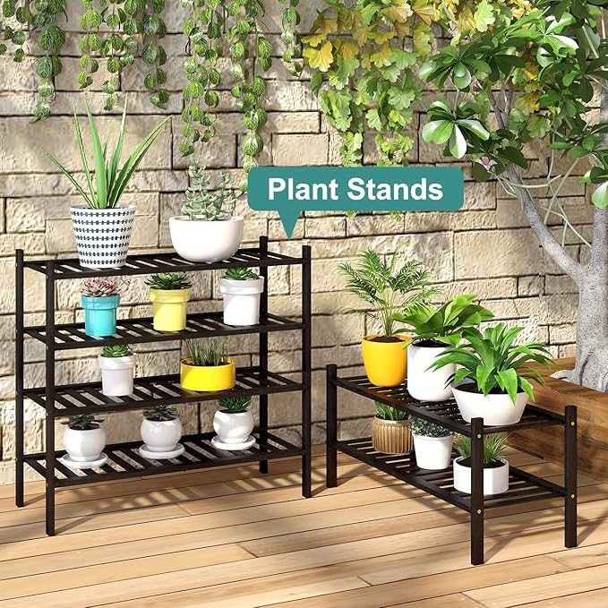 viewcare 2-Tier Black Bamboo Shoe Rack