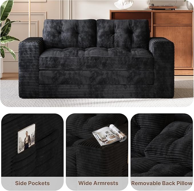 Gizoon Convertible Loveseat Sleeper Sofa Bed, Corduroy Pull Out Couch