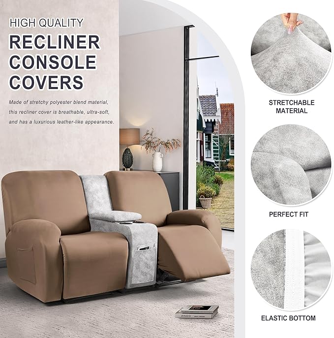 ANARACHON Leather Look Recliner Console Cover
