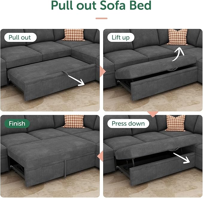 HONBAY Modular Sectional Sleeper Sofa