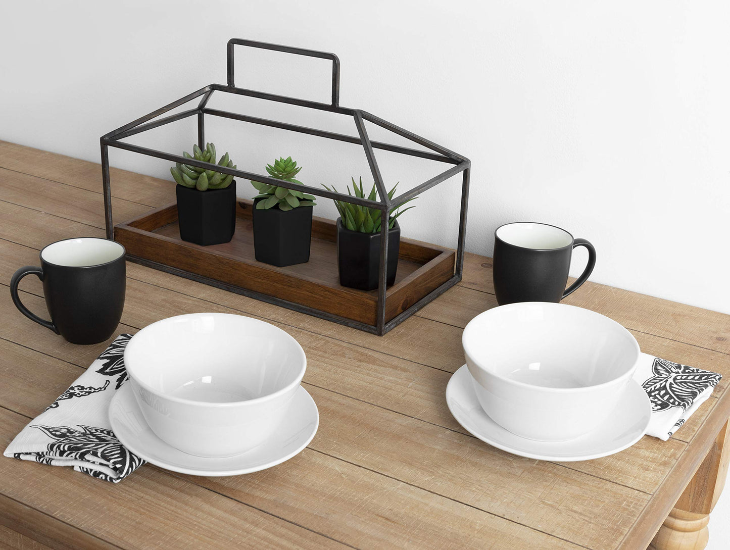 Kate and Laurel Huxley Farmhouse Wood and Metal Tabletop Planter, 16 x 6 x 11.5, Caramel Brown Wood and Iron, Chic Rustic Planter