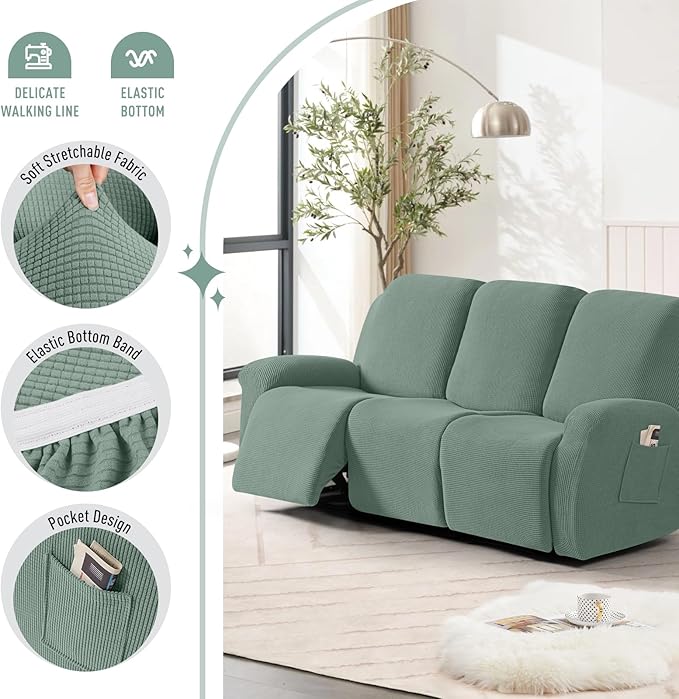 TAOCOCO Recliner Sofa Covers 8-Pieces Stretch Large Couch Covers