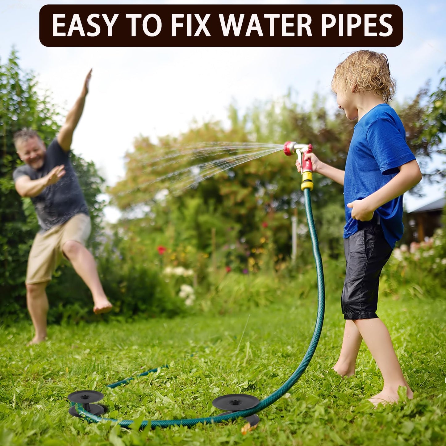 2PCS Metal Garden Hose Guide Spike, Hose Guides for Garden Heavy Duty, Cast Iron Garden Hose Guides for Outside, Rustproof Coated Hose Guide Stakes for Lawn & Yard, Plant & Flower Bed Protection