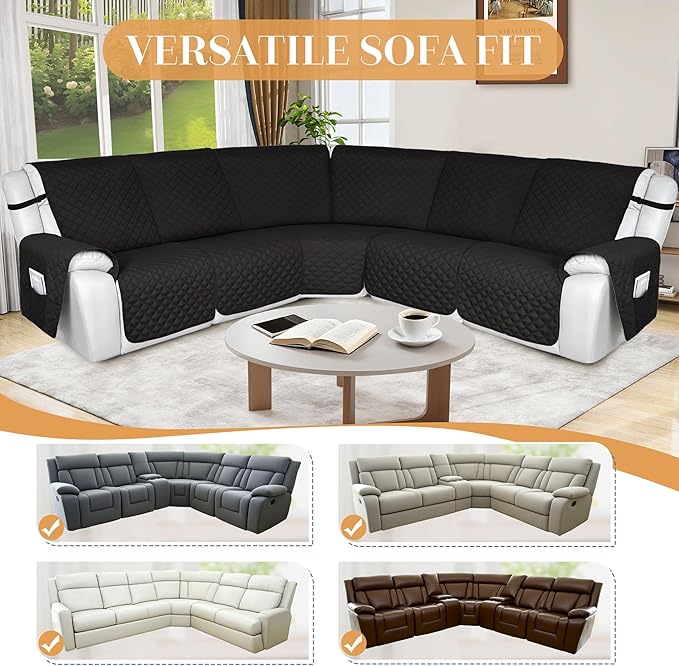 HDCAXKJ 100% Waterproof Reclining Sectional Couch Covers L Shape Recliner Sofa
