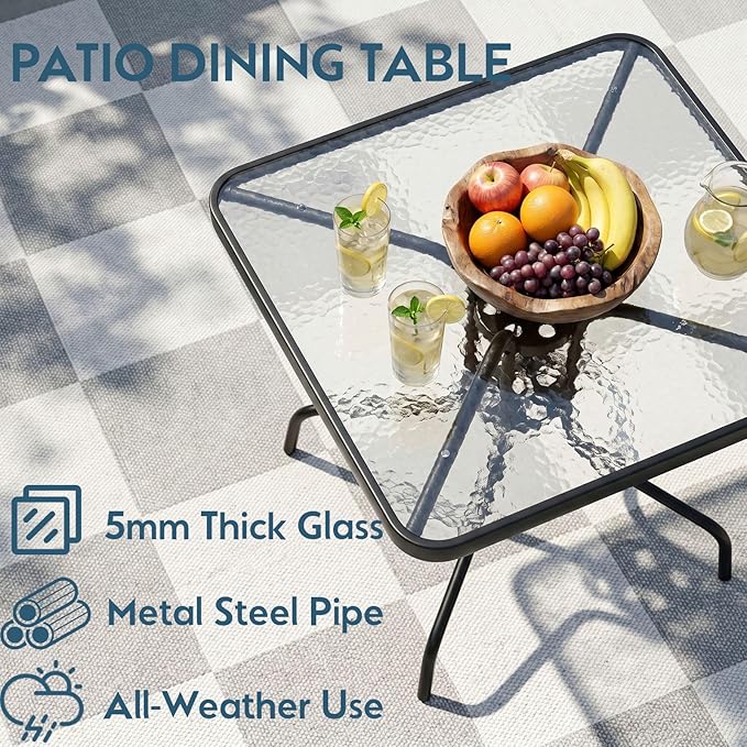 Arlopu 5 Piece Outdoor Patio Dining Set, Porch Furniture