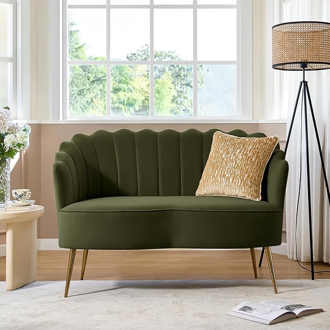 HULALA HOME Modern Velvet Loveseat Sofa