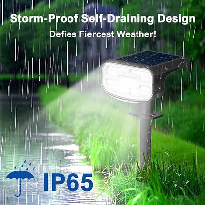 Solar Lights Outdoor Waterproof IP65, Super Bright LED, 6500K 2 Lighting Modes, Solar Powered Yard Garden Solar Spot Lights for Outside Landscape Auto On/Off -6500K,2 Pack