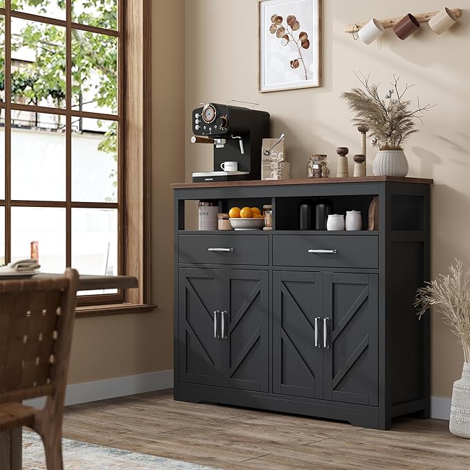 knoworld Buffet Sideboard with Storage Farmhouse with 4 Doors, Dining Room
