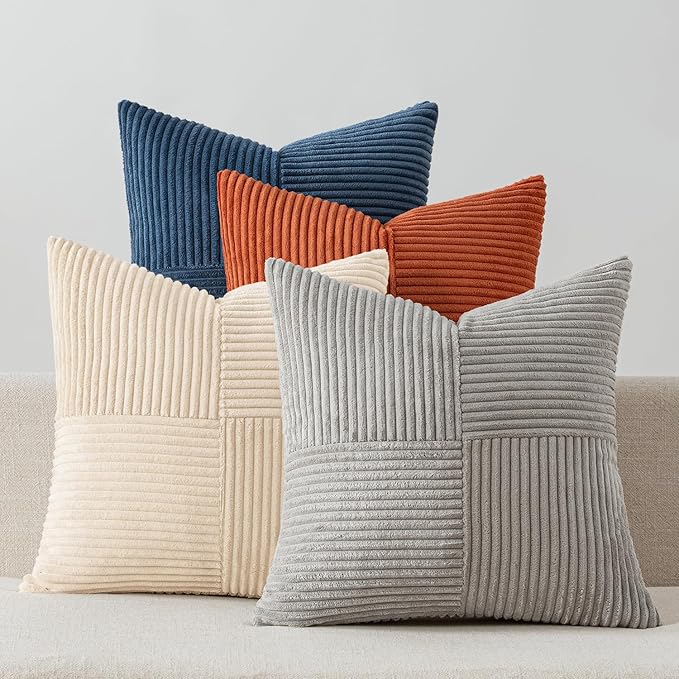 MIULEE Blue Rust Throw Pillow Covers 18x18 Inch Set of 4 Boho Farmhouse Cushion