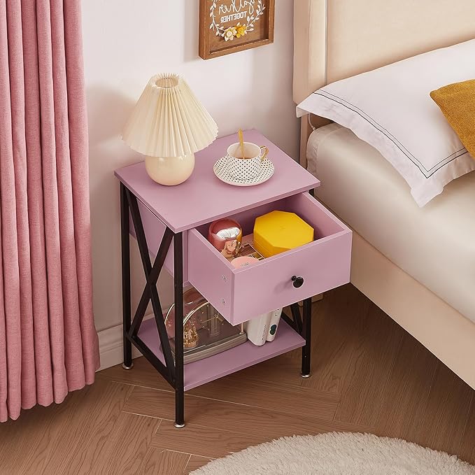 VECELO Nightstands Set of 2, Modern Bedside End Tables, Night Stands