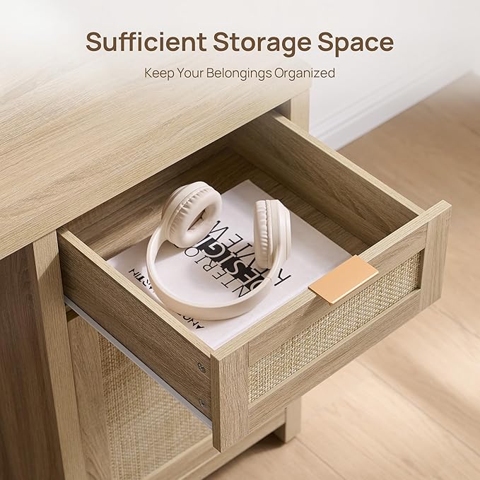 SICOTAS Rattan Home Office Desk