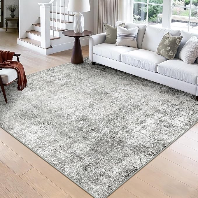RELEANY Washable Area Rugs Square 8ft Non-Slip Modern Abstract Soft