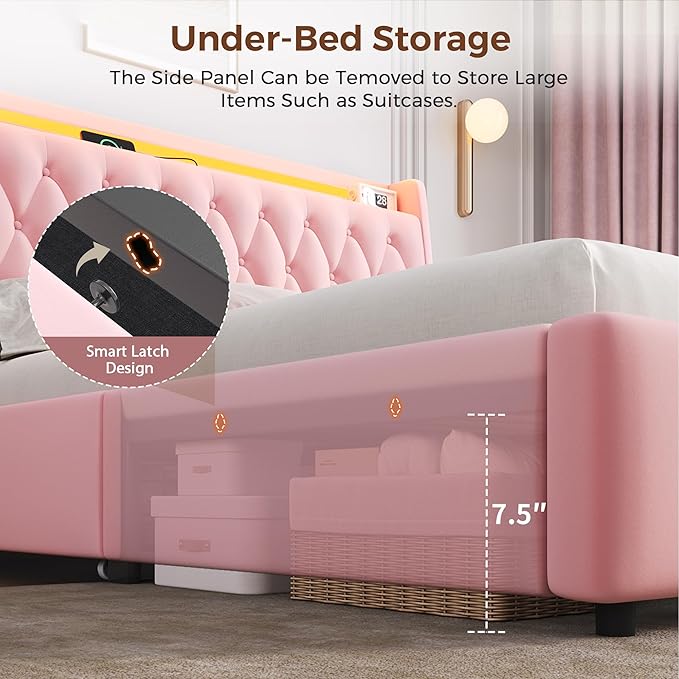Queen LED Velvet Bed Frame