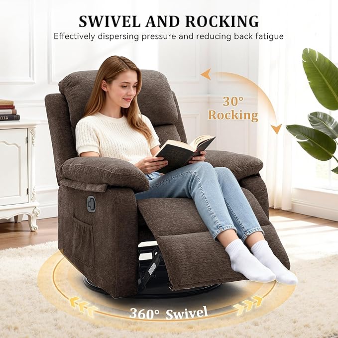 Korser Recliner Chair, 360 Swivel Rocker Chair