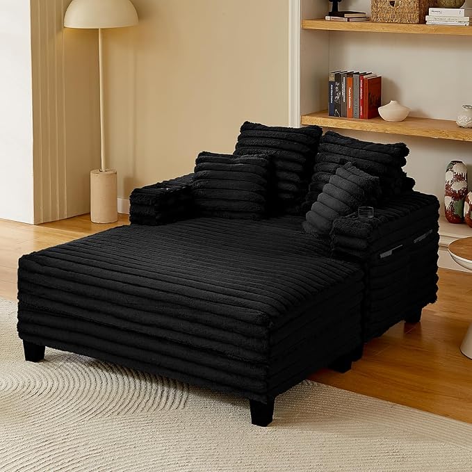 Amsleekey 64" Chaise Lounge Chair Indoor, Oversized Sleeper Chair