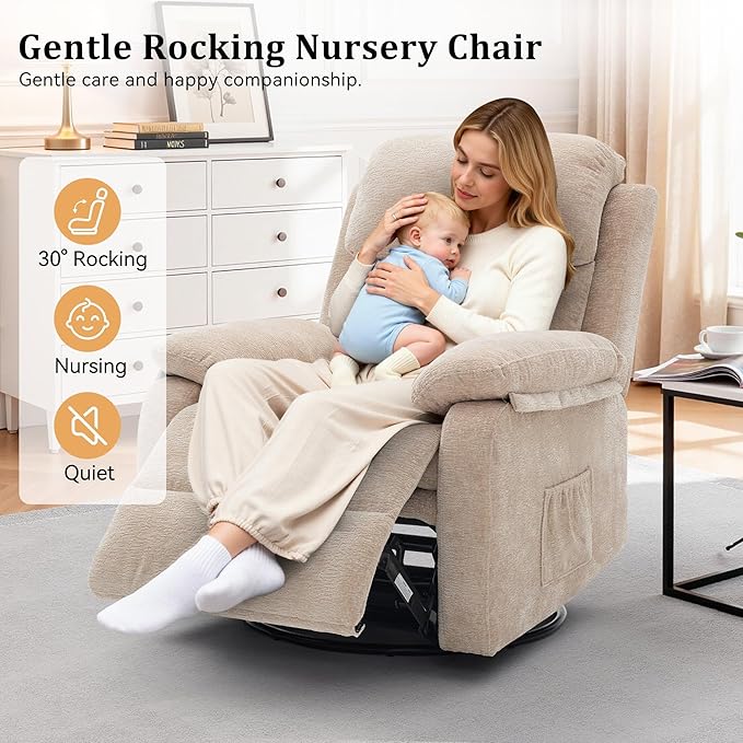 Korser Recliner Chair, 360 Swivel Rocker Chair