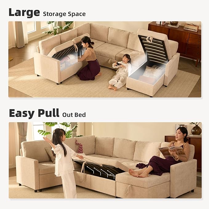 GOSUHI 107" Sleeper Sofa, Set of Modular Pieces
