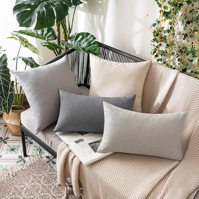 MIULEE Pack of 2 Decorative Outdoor Solid Waterproof Throw Pillow Covers Faux