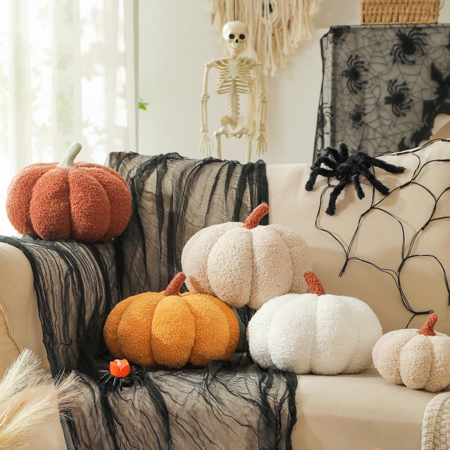 YRXRUS Halloween Pumpkin Pillows, Pink Pumpkin Shaped Throw Pillows Gifts, Fall Room Decoration, Small Cute Halloween Pillow, Teddy Fleece Small Cute 4x7 Inches Pillow for Natural Decor