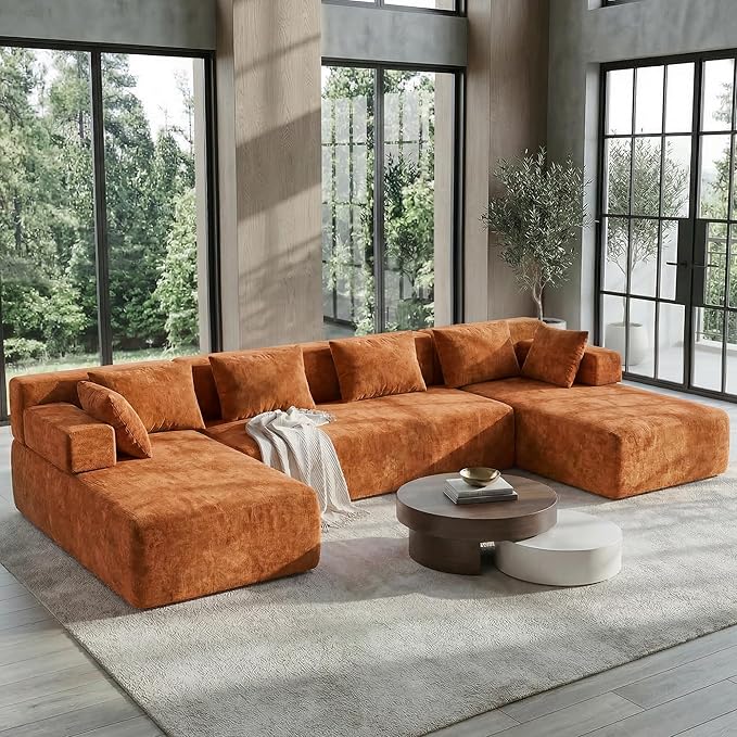 MONVANE 141" U Shaped Cloud Sectional Couch