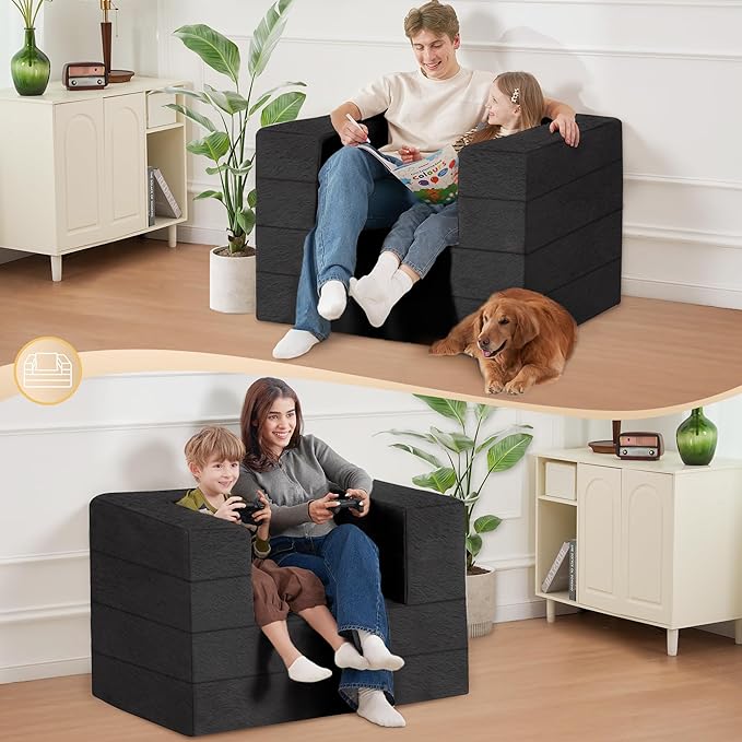 Futon Sofa Bed with Pillow, 3-in-1 Sleeper Sofa Bed with Removable Cover