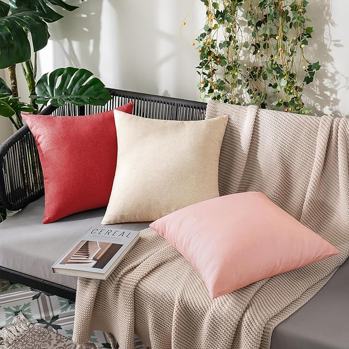 MIULEE Pack of 2 Decorative Outdoor Solid Waterproof Throw Pillow Covers Spring