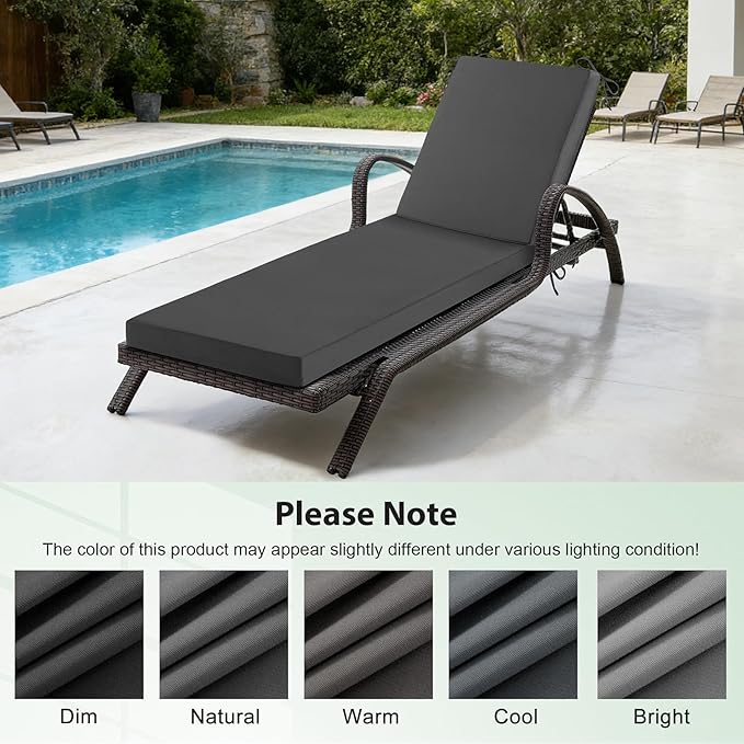 2 Pcs Chaise Lounge Cushions Outdoor Set of 2, Outdoor Chaise Cushion